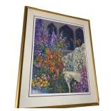SIGNED PRINT, FLORAL STILL LIFE, GILT FRAME,