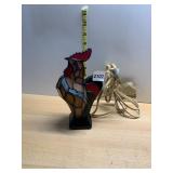 STAINED GLASS ROOSTER LAMP, LEADED CONSTRUCTION,