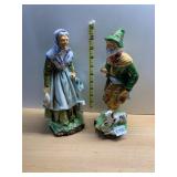 PORCELAIN FIGURINES, ELDERLY COUPLE,