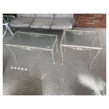 METAL TABLES, CREAM FINISH, GLASS TOPS,