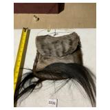 FUR POUCH, HIDE CONSTRUCTION, TAIL ACCENTS, HAND