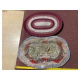 INCLUDES TWO BRAIDED RAG RUGS, OVAL, MULTICOLORED