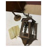 METAL LANTERN PENDANT LIGHT, BRONZE FINISH,