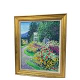 GUY BEGIN, OIL ON CANVAS, GARDEN LANDSCAPE,