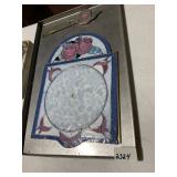 STAINED GLASS CLOCK FACE, ROSE THEME, BLUE AND