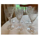 ETCHED CRYSTAL STEMWARE, FLORAL AND RIBBON MOTIF,