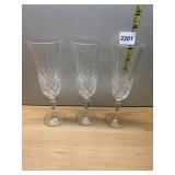 CRYSTAL CHAMPAGNE FLUTES, CUT GLASS, DIAMOND