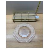 BRASS AND GLASS HINGED LID DISPLAY BOX, THREE