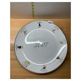 POTTERY BARN REINDEER PLATE, 2007, WHITE