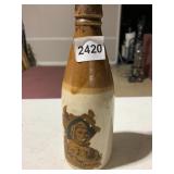 GRAY PORTOBELLO STONEWARE BOTTLE, TWO-TONE GLAZE,