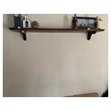 WOOD WALL SHELF, DARK STAINED FINISH, MOLDED