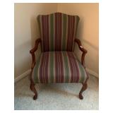 UPHOLSTERED ARMCHAIR, TRADITIONAL STYLE, STRIPED