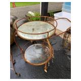 METAL SERVING CART, ROPE TWIST FRAME, TWO TIER,