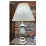 TABLE LAMPS, CERAMIC BASE, PALE GREEN FINISH,