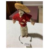 CLOTH DOLL, STRAW HAT, RED SHIRT, TAN PANTS,
