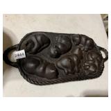 GRISWOLD CAST IRON CAKE MOLD, KITTEN THEME, ROPE