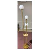 GOLD-TONE METAL FLOOR LAMP, THREE GLOBE LIGHTS,