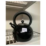 STOVETOP KETTLE, BLACK ENAMEL FINISH, WHISTLING