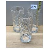 CRYSTAL DRINKING GLASSES, LEAF PATTERN, ETCHED