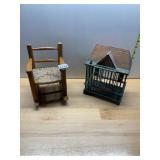 MINIATURE WOODEN STOOL, WOVEN SEAT, MINIATURE