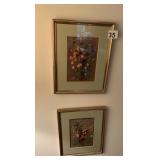 FLORAL PRINTS, BOTANICAL THEME, GILT FRAMES,