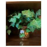 BRASS PLANTER, HAMMERED ROPE DETAIL, WICKER RIM,