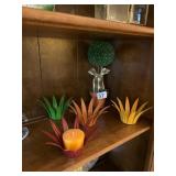 METAL LEAF CANDLE HOLDERS, ASSORTED COLORS,