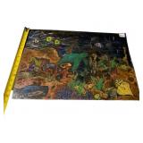 ART PANEL, UNDERWATER THEME, HAND-PAINTED,