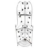 WROUGHT IRON CORNER STOOL, FOLDING DESIGN, IVY