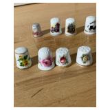 ASSORTED PORCELAIN THIMBLES, FLORAL PATTERNS,