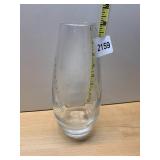 CRYSTAL VASE, ETCHED FISH AND REED MOTIF, TAPERED