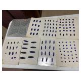 CRAFT-AID BLUE GLASS CABOCHONS, ASSORTED SHAPES,