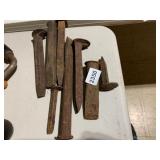 ASSORTED IRON RAILROAD SPIKES, RUSTED FINISH,