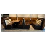 RESTAURANT BOOTH SEATING, BROWN VINYL UPHOLSTERY,