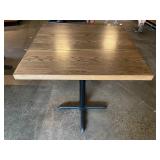 36" RED OAK TABLE, SQUARE WOOD TOP, BLACK