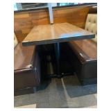 RED OAK TOP DINING TABLE RECTANGULAR, BLACK METAL