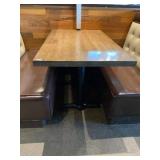 RED OAK TOP DINING TABLE RECTANGULAR, BLACK METAL