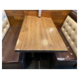 RED OAK TOP DINING TABLE RECTANGULAR, BLACK METAL