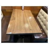 RED OAK TOP DINING TABLE, RECTANGULAR, BLACK METAL