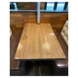 RED OAK TOP DINING TABLE RECTANGULAR, BLACK METAL