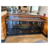 COMMERCIAL DISPLAY COUNTER, DARK STAINED OAK