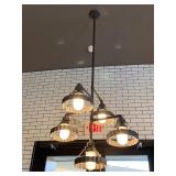 74" W/ 32" DROP INDUSTRIAL STYLE CHANDELIER, PIPE