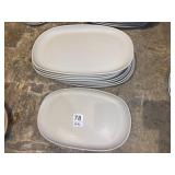 10 G.E.T. MELAMINE OVAL PLATTERS, OFF-WHITE,