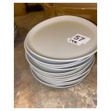 14 MELAMINE DINNER PLATES, ROUND,, NFS CERTIFIED.