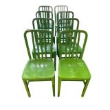 METAL CHAIRS, GREEN FINISH, SLATTED