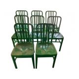 METAL CHAIRS, GREEN FINISH, SLATTED