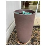 RESIN PLANTER, TALL CYLINDRICAL, TEXTURED BROWN