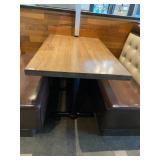 RED OAK TOP DINING TABLE RECTANGULAR, BLACK METAL