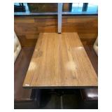 RED OAK TOP DINING TABLE RECTANGULAR, BLACK METAL