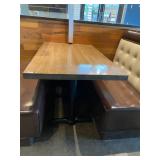 RED OAK TOP DINING TABLE RECTANGULAR, BLACK METAL